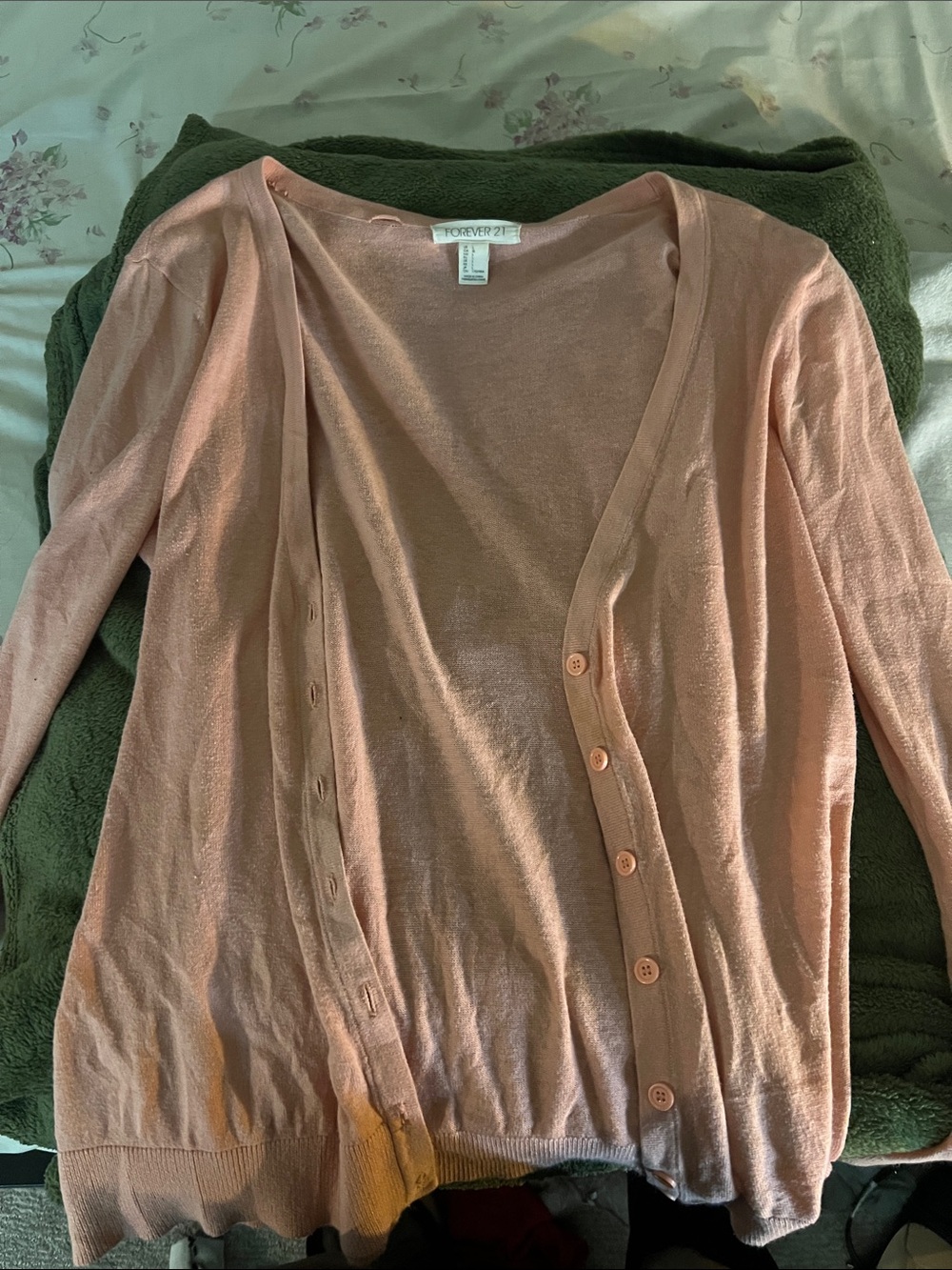 Forever 21 Peach Button-Front Cardigan Sweater